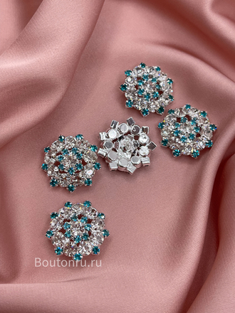 Пуговицы Стразы1 серебристо-голубые