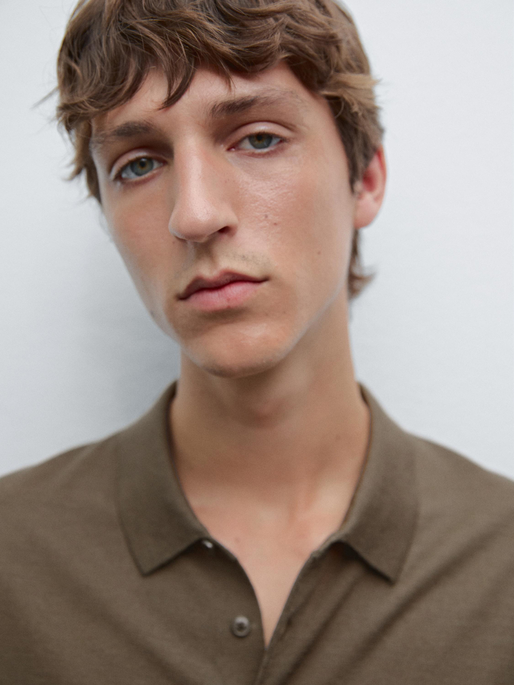 Massimo Dutti Поло с коротким рукавом, хаки