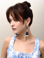 Серьги "Queen" из лазурита и лунного камня Silver