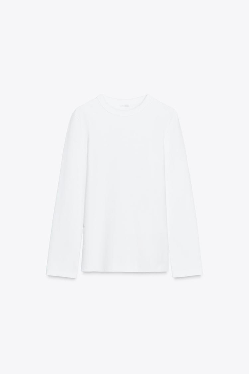 ZARA ФУТБОЛКА INTERLOCK С ДЛИННЫМИ РУКАВАМИ, БЕЛЫЙ