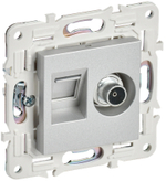 SKANDY Розетка двойная TV+RJ45 кат.6 SK-A15S серебряный IEK