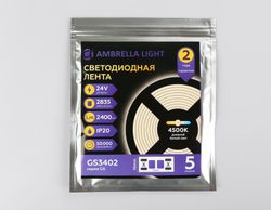 Ambrella Светодиодная лента Ambrella Light GS3402 2835 240Led /20W m/ 24V IP20 4500K 5m LED Strip 24V GS3402