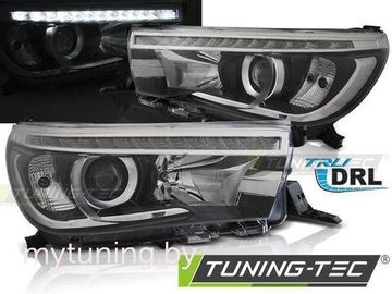Передние фары LED PROJECTOR TRUE DRL BLACK для Toyota Hilux