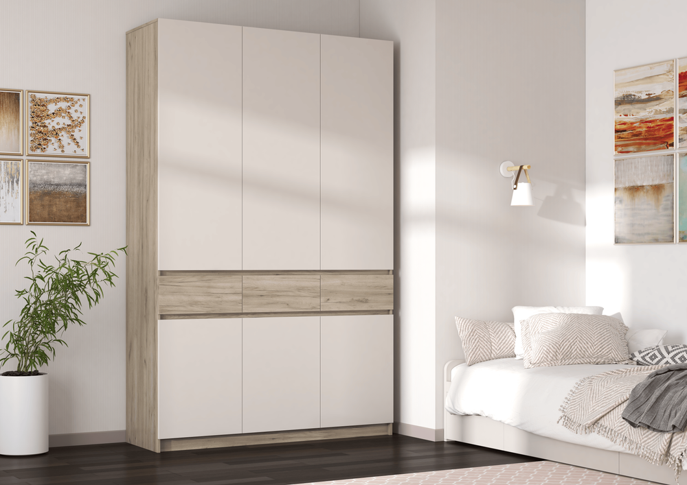 БОСТОН ШК-002 Шкаф 3-ств. ЛДСП (Комплект) Дуб крафт серый / Кашемир