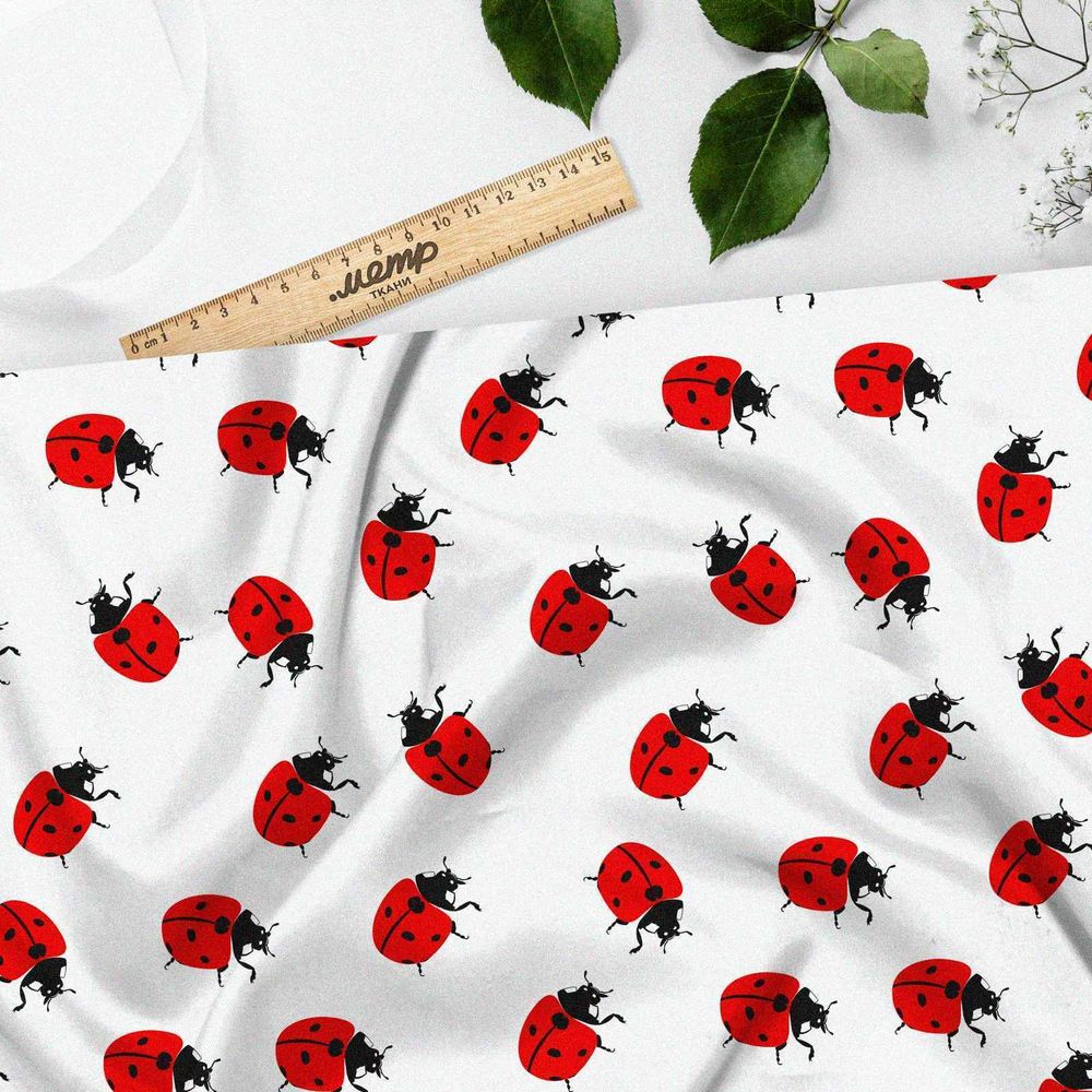 Ткань шифон божьи коровки