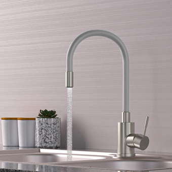 Смеситель для кухни 35k MIXLINE MLSS-0325 СЕРЫЙ гибкий силиконовый излив