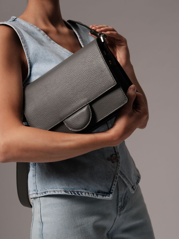 Сумка кожаная через плечо хромо