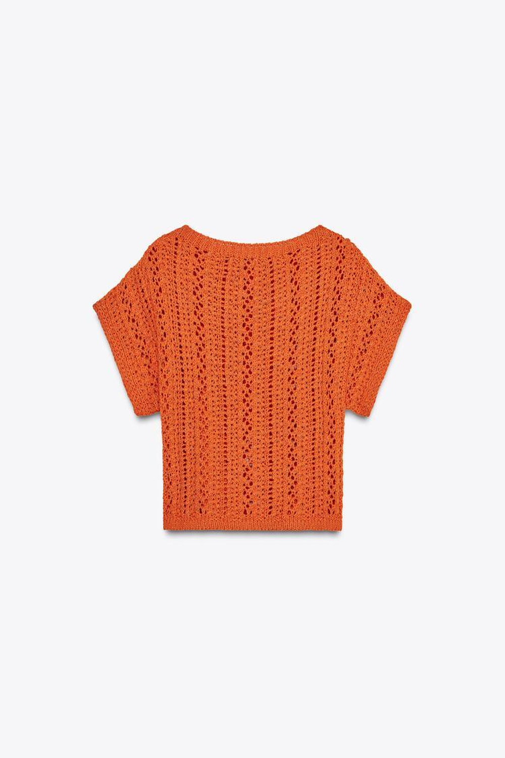 ZARA УКОРОЧЕННЫЙ ТРИКОТАЖНЫЙ ТОП, ОРАНЖЕВЫЙ