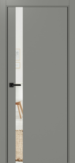 Межкомнатная дверь Optima Porte НЕАПОЛЬ 211 Зеркало, Алюминиевая кромка SB (матовый чёрный) с 2-х сторон