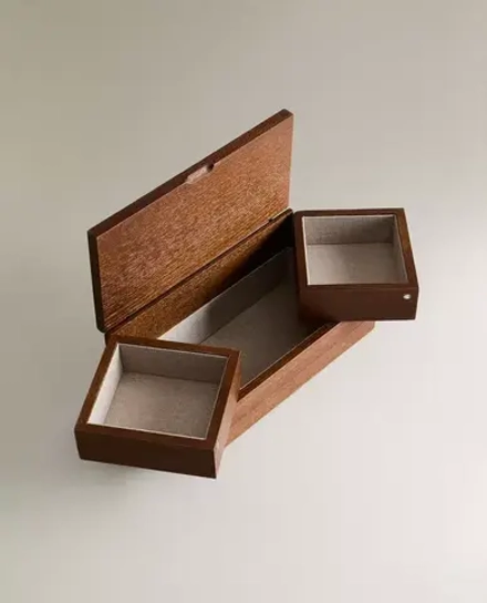 ZARA HOME ПРЯМОУГОЛЬНАЯ ДЕРЕВЯННАЯ ШКАТУЛКА ДЛЯ ДРАГОЦЕННОСТЕЙ, КОРИЧНЕВЫЙ