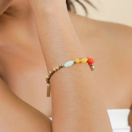 Браслет Nature Bijoux, Tivoli, стрейч, с жадеитом, говлитом, яшмой, жемчугом и тигровым глазом, NB25