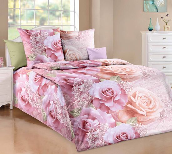 Полуторный комплект постельного белья Нежные розы поплин
