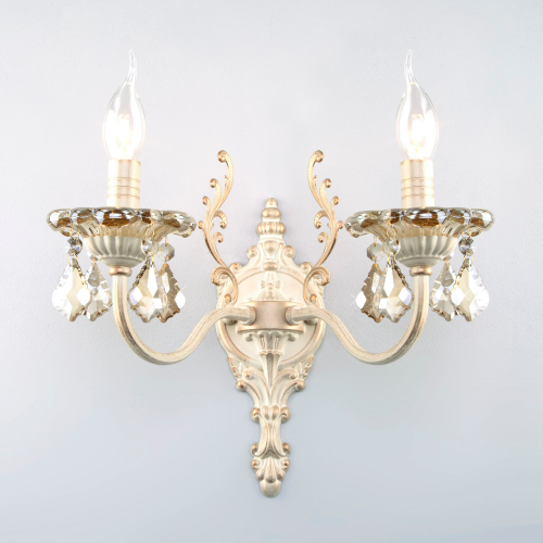 Бра с тонированным хрусталем 3281/2 белый с золотом / тонированный хрусталь