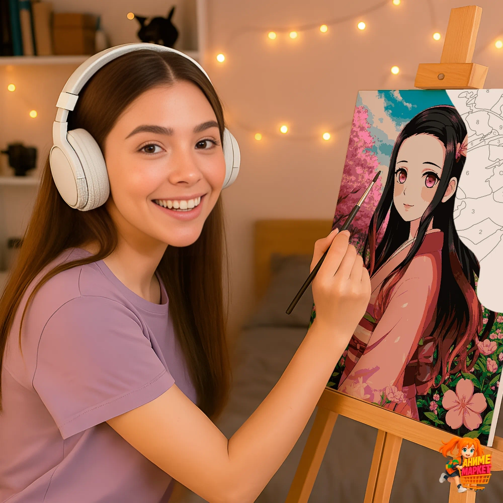 Картина по номерам Клинок рассекающий демонов Незуко Камадо