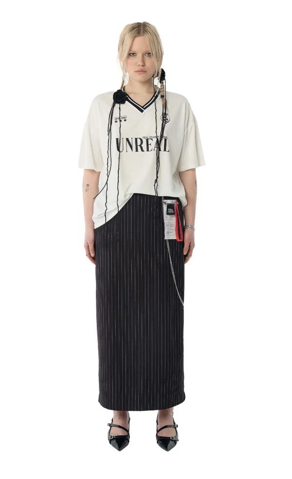 Юбка Макси в полоску черная - фото 1