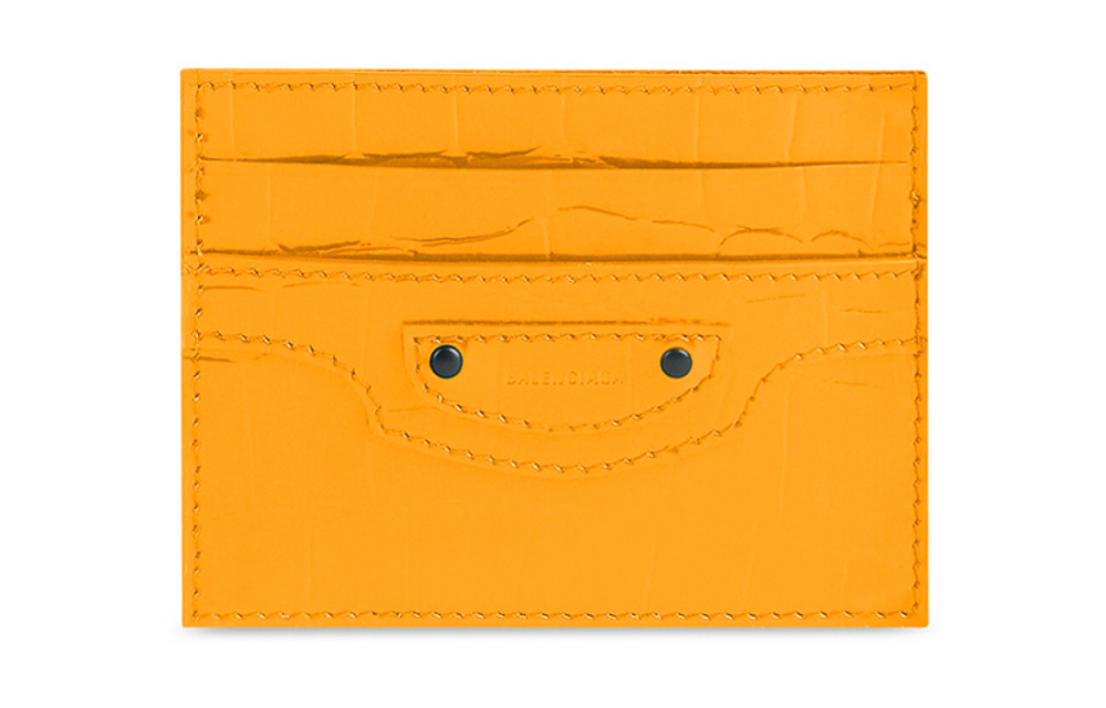 Balenciaga Neo Classic Cow Leather Biker Card Holder Card Holder Women"s Orange