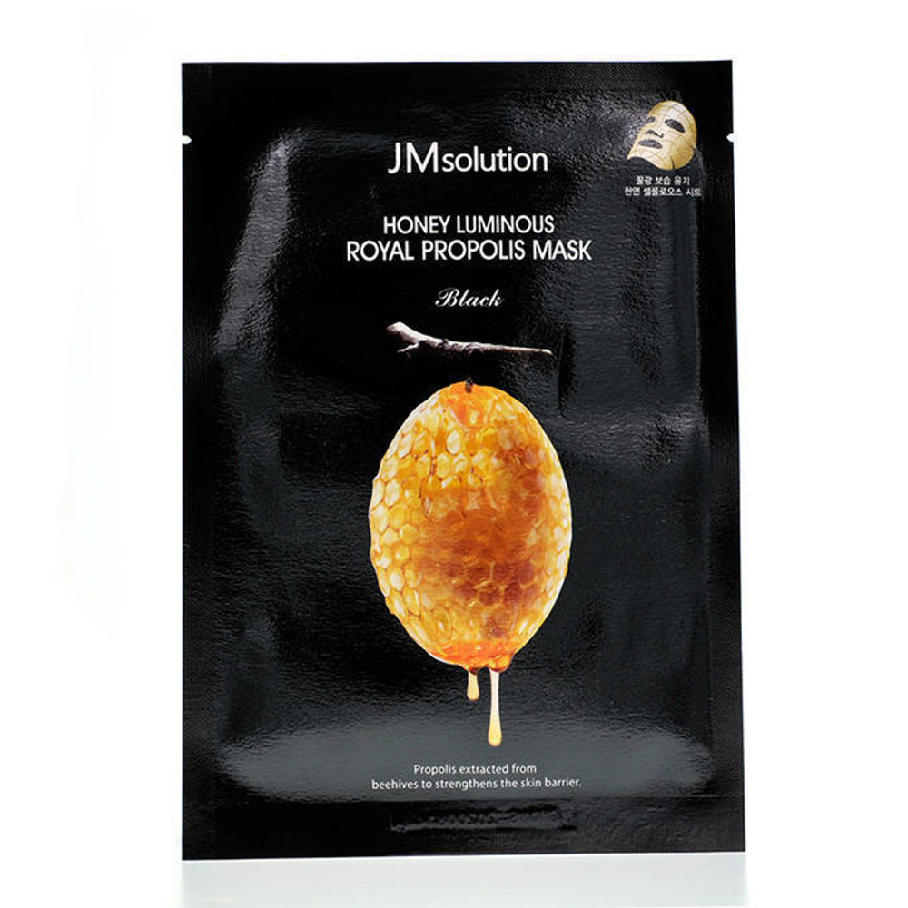 JMSOLUTION - МАСКА ТКАНЕВАЯ ДЛЯ ЛИЦА ВОССТАНАВЛИВАЮЩАЯ С ПРОПОЛИСОМ HONEY LUMINOUS ROYAL PROPOLIS MASK, 30 МЛ