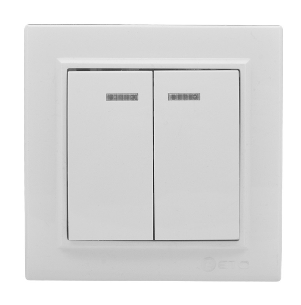 МИНСК Выключатель в сборе с/у, 2 клавиши, с/инд. 10А, 230В, IP20, белый. ERV10-123-10, 221336