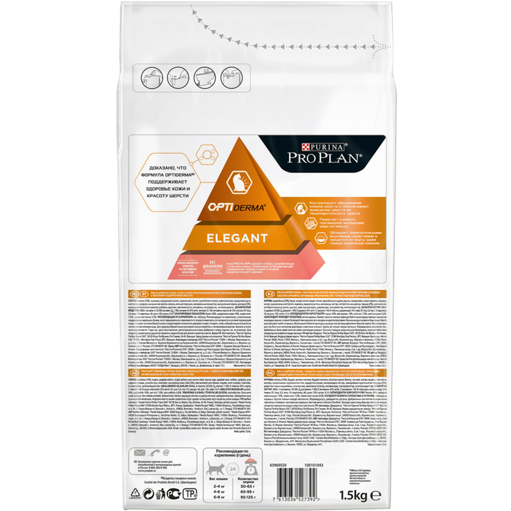 Purina Pro Plan Elegant Сухой корм для кошек для шерсти c лососем, 1,5 кг