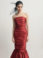 Красное платье-макси из тафты с драпировкой "Minuit"