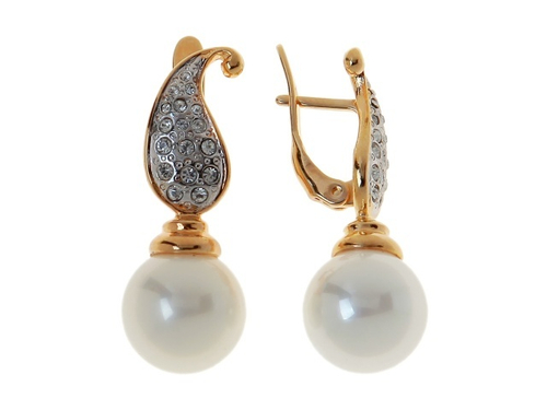 "Гата" серьги в золотом покрытии из коллекции "Ист Бум" от Jenavi с английским замком