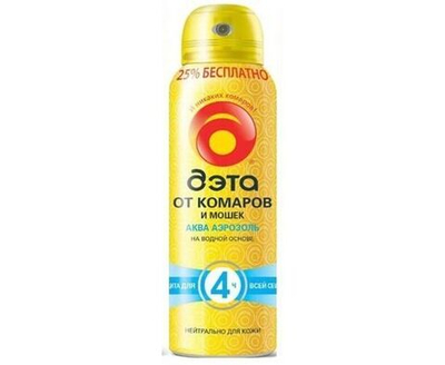 ДЭТА АКВА Аэрозоль 150мл, от комаров, мошек, слепней, мокрецов на кожу
