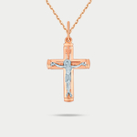 Крест православный из розового золота 585 пробы без вставки для женщин (арт. 080654)