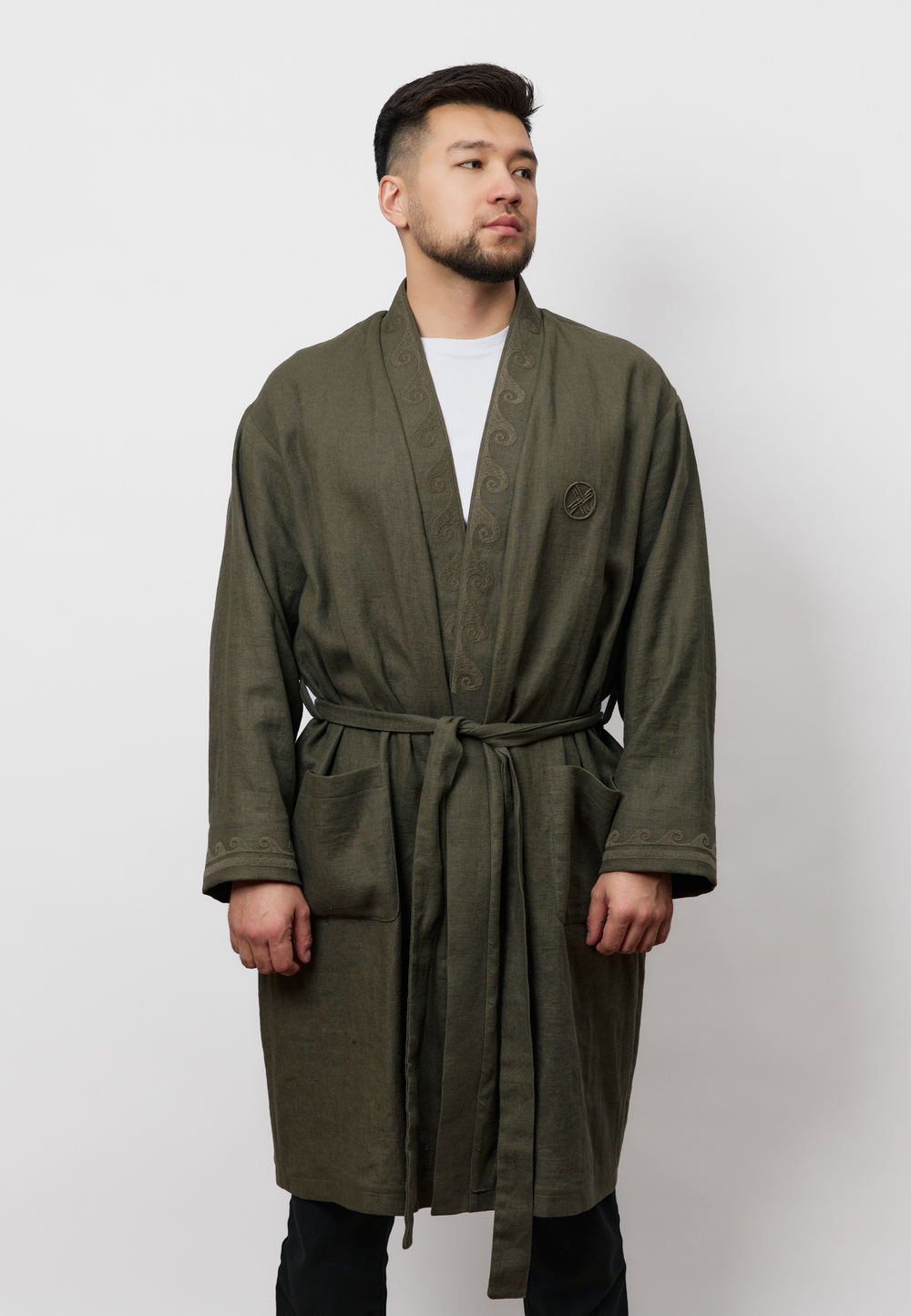 Шапан льняной длинный OYU TOLQYN KHAKI