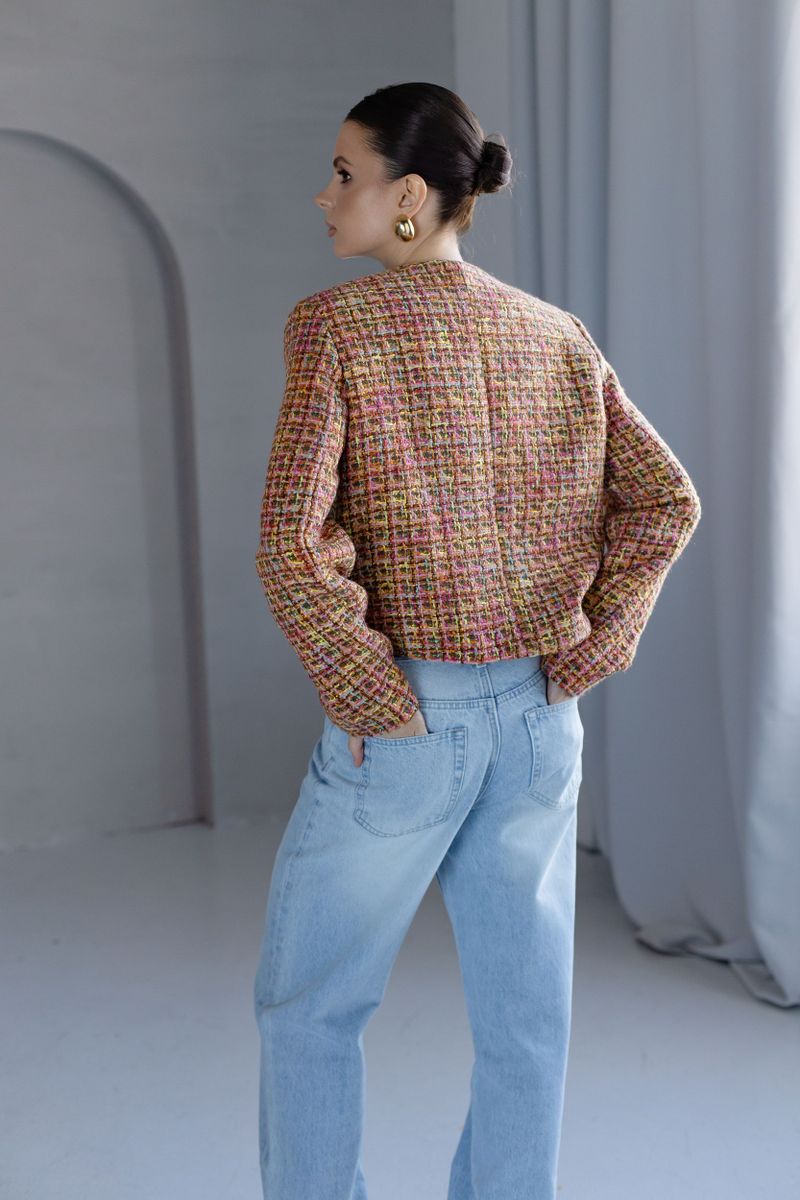 Жакет из твида укороченный разноцветный