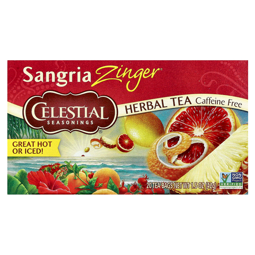 Celestial Seasonings, Herbal Tea, Sangria Zinger®, без кофеина, 20 чайных пакетиков, 42 г (1,5 унции)