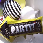 Шар (18"/46 см) Круг, В полоску, Черный/Белый