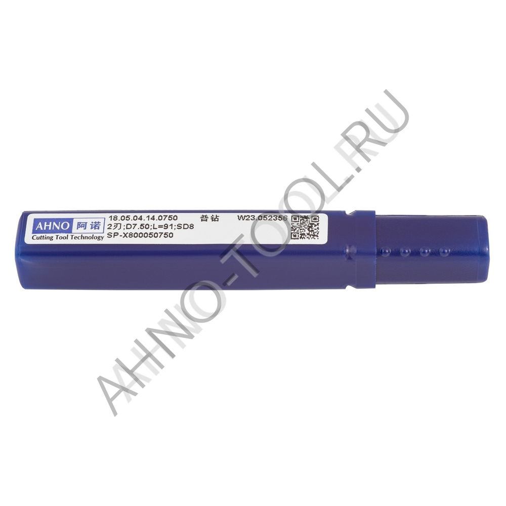 Сверло  7.5мм  твердосплавное 5D без подвода СОЖ. SP-X800050750 VHM AHNO по стали, чугуну, нерж. и ж