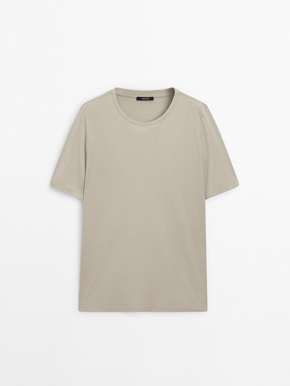 Massimo Dutti Футболка с круглым вырезом, песочный