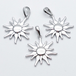 Подвеска Солнце, родиевое покрытие, размер 20*22 мм + бейл, цена за 1 шт