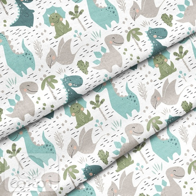 Отрез хлопка "Зеленые динозавры"