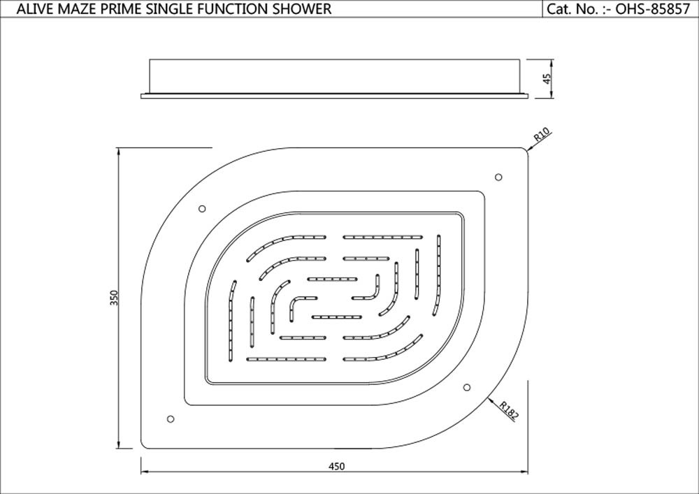 Jaquar, потолочный душ, Maze, 1-режимн., 450х350 мм,  Хром OHS-CHR-85857