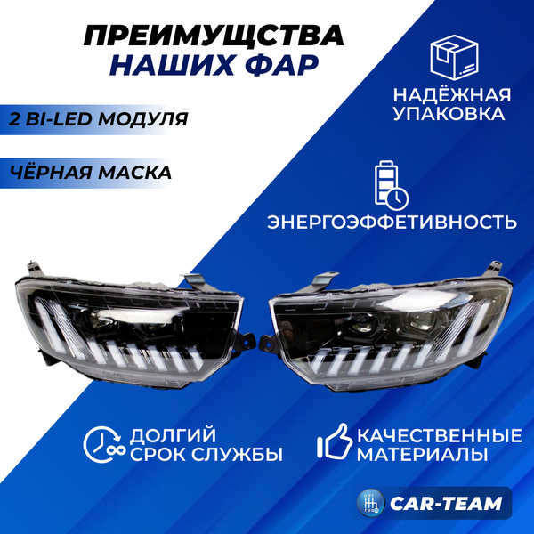Фары Лада Гранта FL передние в стиле AUDI "Best Partner" с двумя Bi-LED модулями с ДХО и плавающими поворотниками