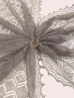 Оренбургский пуховый платок-паутинка А100-03 серый