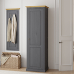 Шкаф распашной для одежды Неаполь из натурального дерева, серый