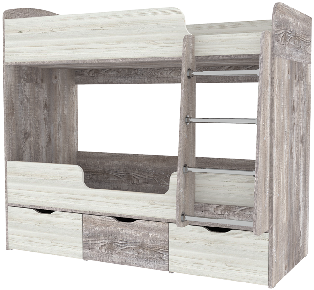 Кровать двухъярусная КарИВи Малыш Двойняшка Бетон Винтерберг