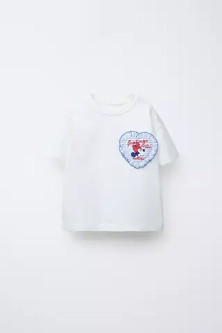 ZARA ФУТБОЛКА С ПРИНТОМ MINNIE MOUSE © DISNEY, ЖЕЛТОВАТО-БЕЛЫЙ
