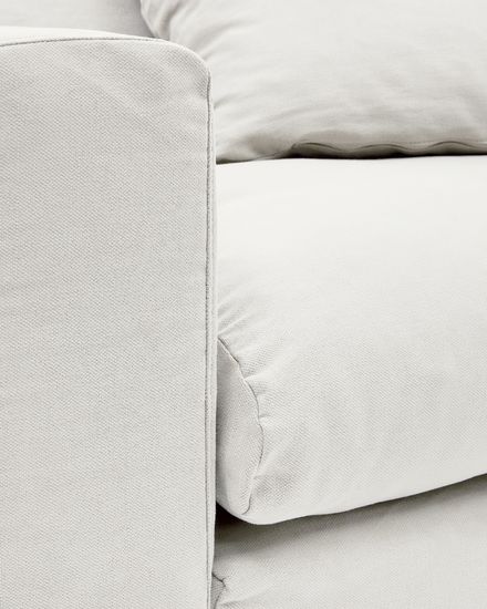 Кресло Nora со съемным чехлом цвета экрю из льна и хлопка