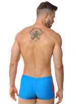 Мужские плавки-боксеры с контрастной брендированной вставкой (Размер: M) (Цвет: голубой)