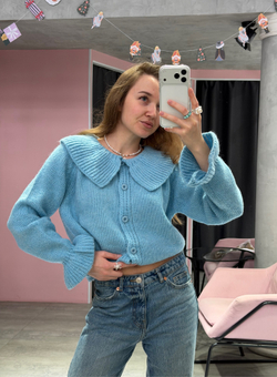 Кардиган с воротничком Candy голубой