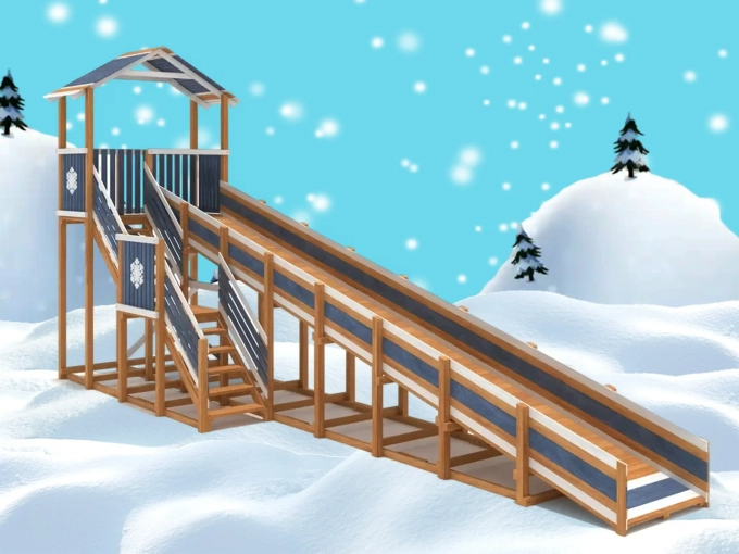 Зимняя горка "IgraGrad Snow Fox (Домик)", скат 10 м мод.2