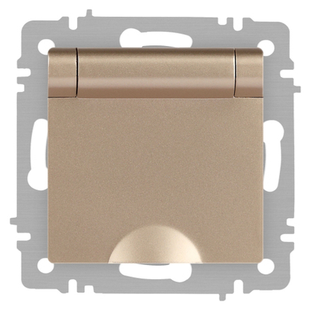 Розетка Intro Accent 6-203-04 2P+E Schuko с крышкой 16А-250В IP20 СУ AL/CU шампань