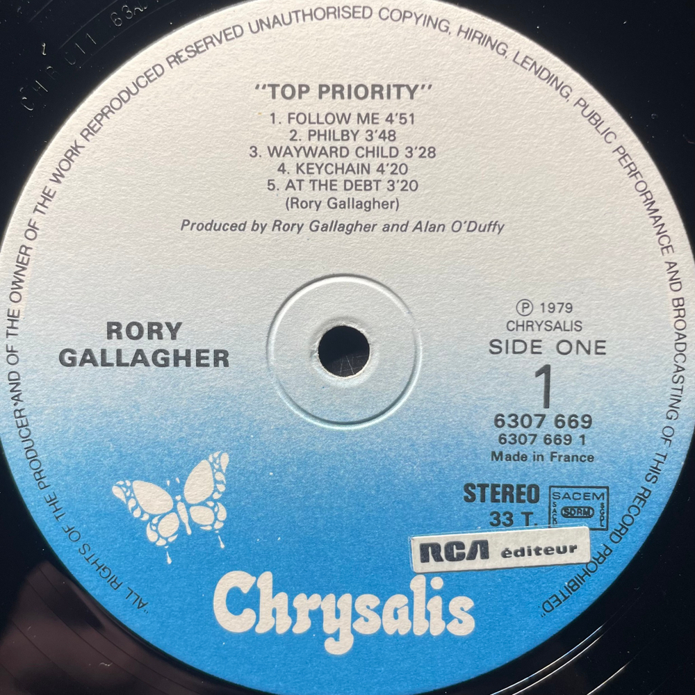Rory Gallagher ‎– Top Priority (Франция 1979г.)