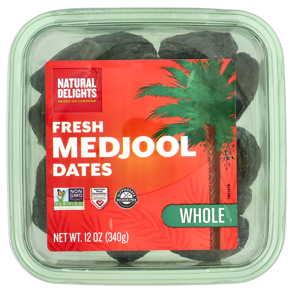 Natural Delights, Свежие финики Medjool, цельные, 340 г (12 унций)