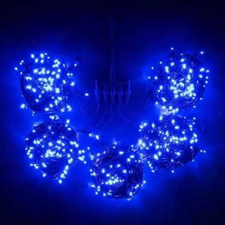 Комплект гирлянды на деревья 100 м., 5 лучей по 20 м, 24V, 1000 синих LED ламп, черный ПВХ, LTC (KDD1000-11-1B)