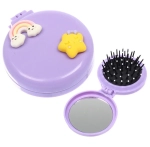 Расчёска массажная складная с зеркалом «БАМБИ БУМ», цвет лавандовый, d-6.5см (пакет с подвесом)